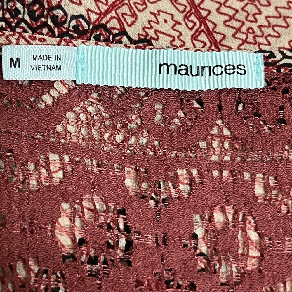 SOLD Maurices Lace Bell Sleeve Blouse Top Boho Medium - Picture 6 of 8